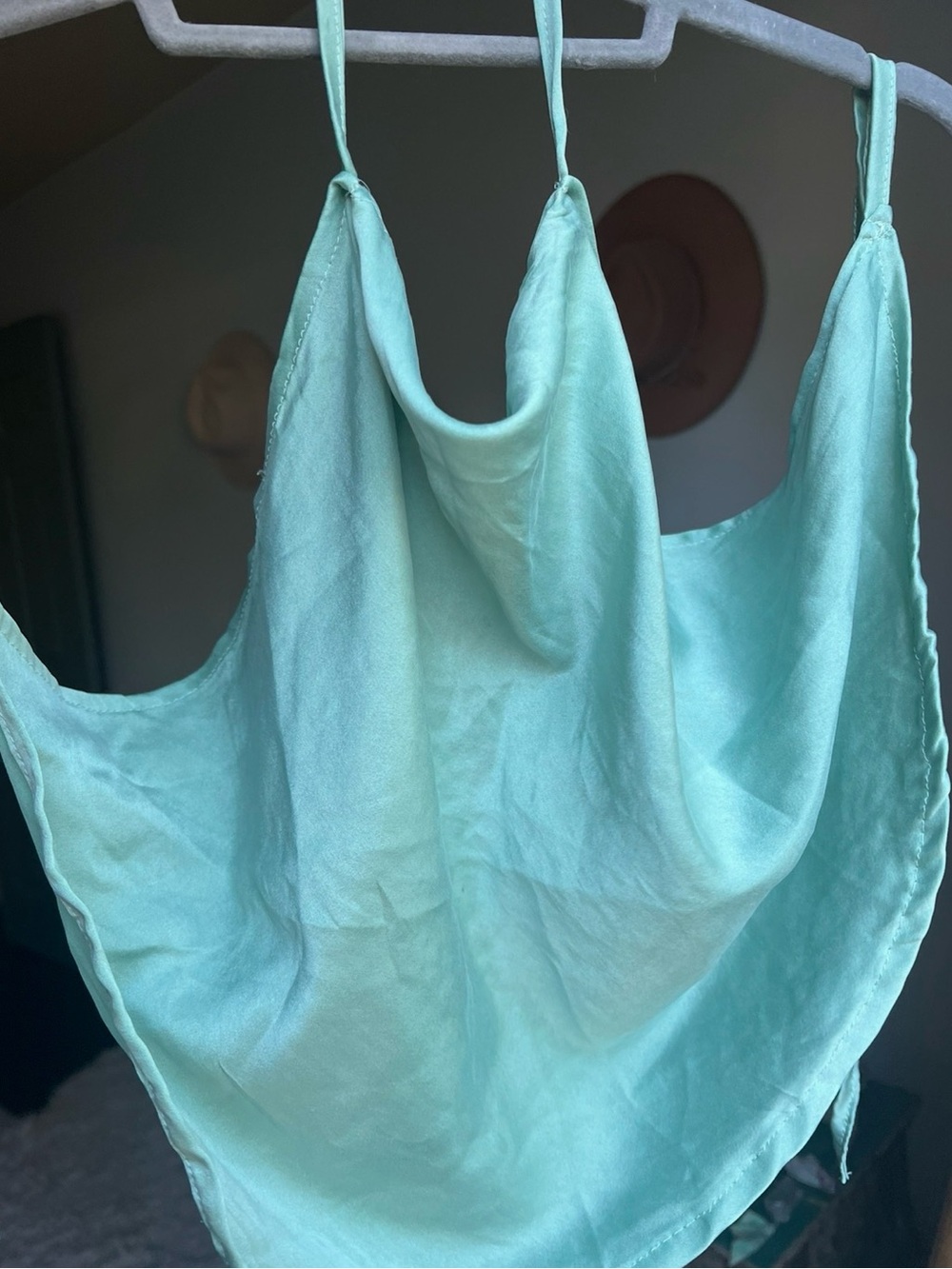 Honeydove Silk Halter Top, sea foam, size S